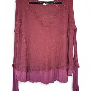 Burgundy Free People We The Free Extra XS oversized rough hewn sweater